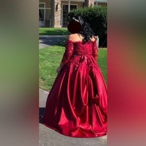 Red wedding dress size 14/16 with belt